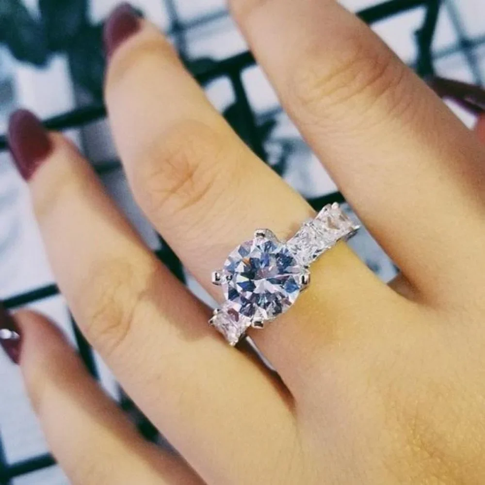 NEW 925 STERLING SILVER DIAMOND ENGAGEMENT RING, CUTE RING, SHINY RING. - Picture 3 of 6